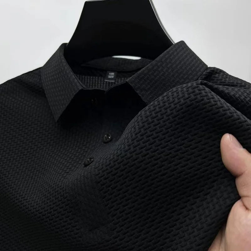 Tekstureret polo til mænd — klassisk pasform — arbejde og fritid