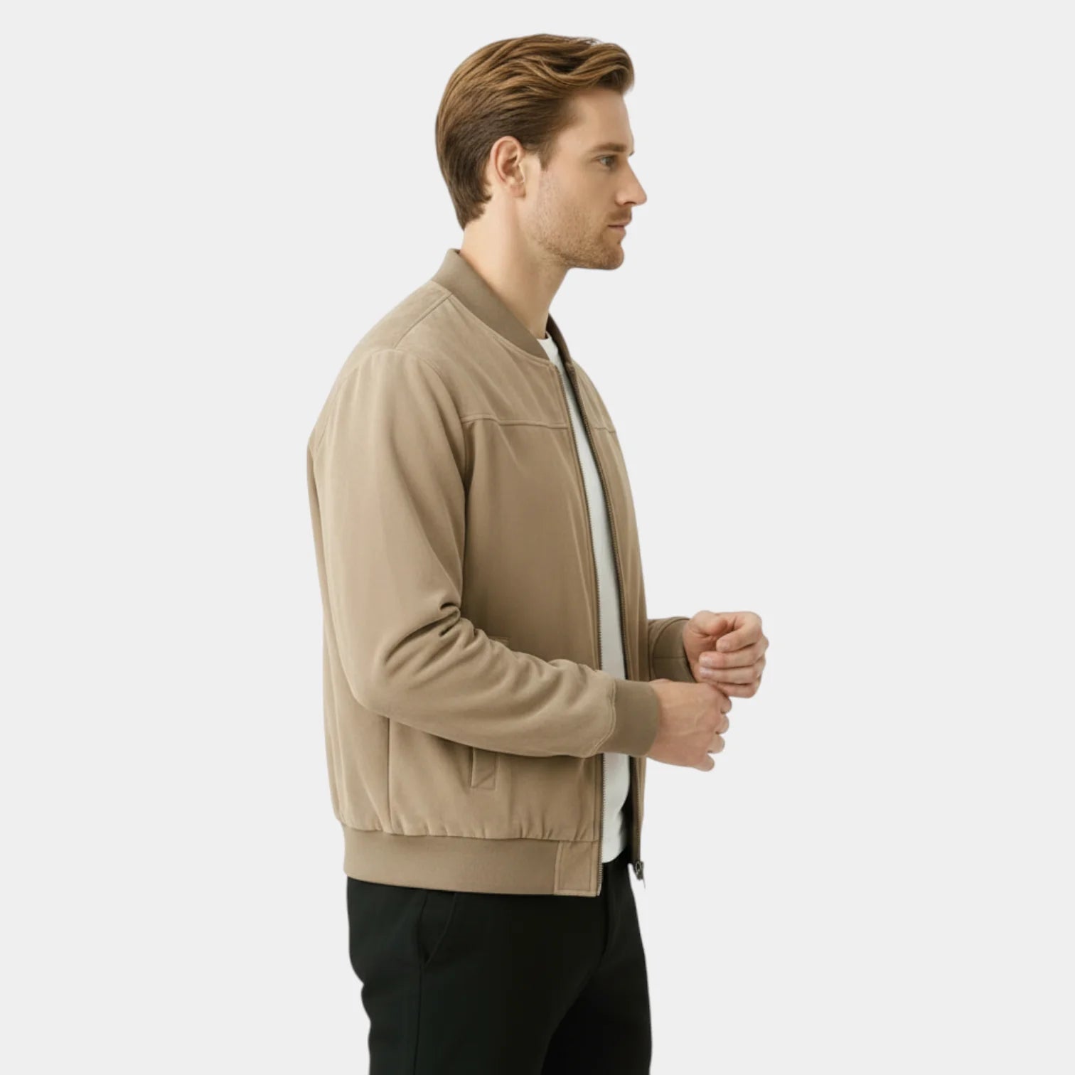 Veste bomber légère pour homme avec col montant et fermeture zippée intégrale
