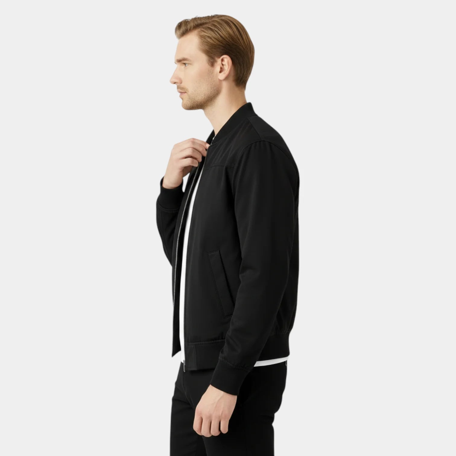 Veste bomber légère pour homme avec col montant et fermeture zippée intégrale