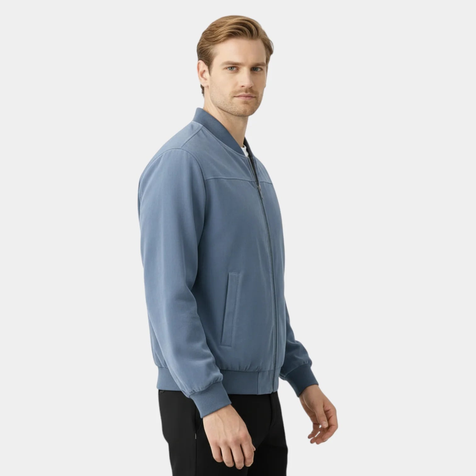 Veste bomber légère pour homme avec col montant et fermeture zippée intégrale