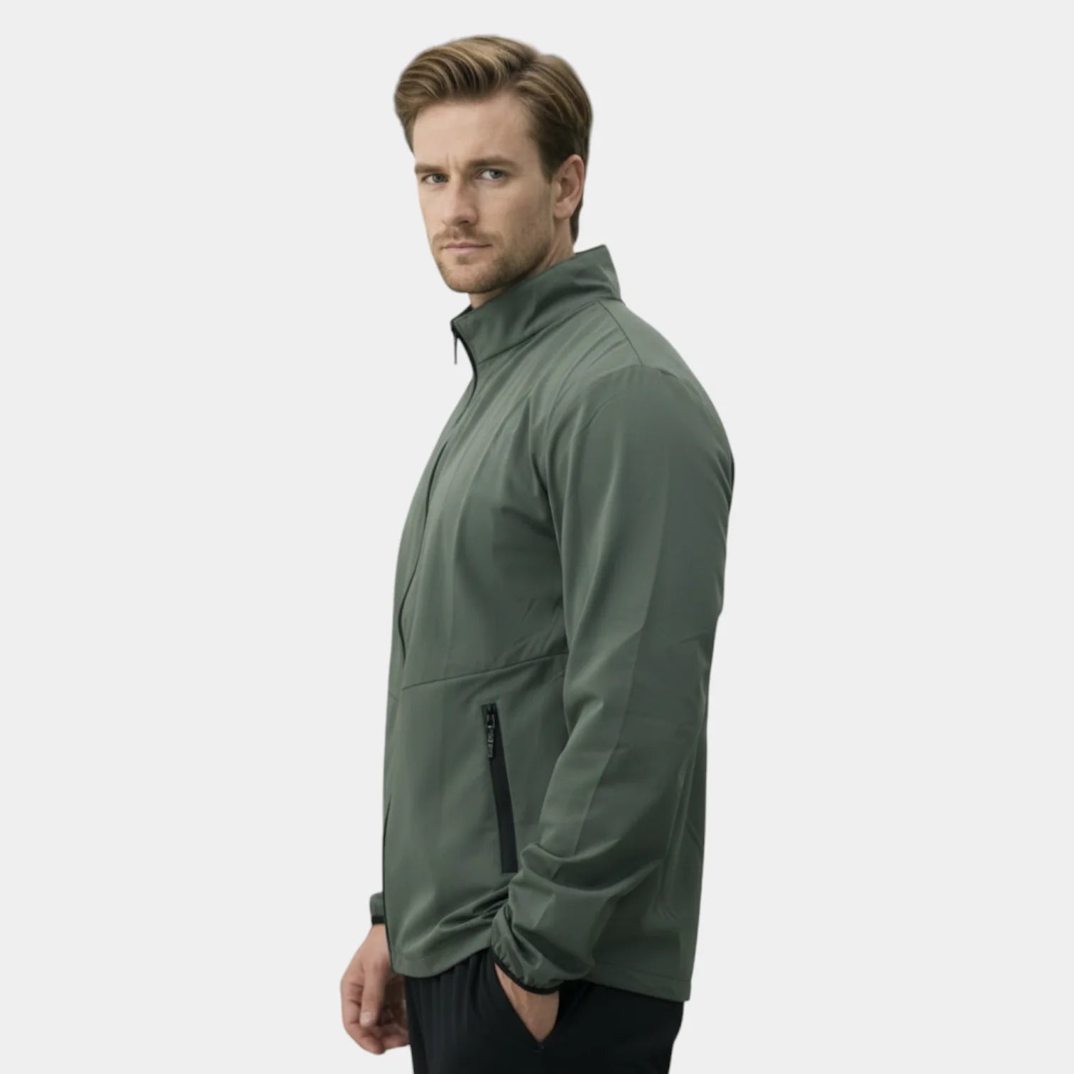 Veste de sport homme respirante zippée avec col montant pour course et fitness