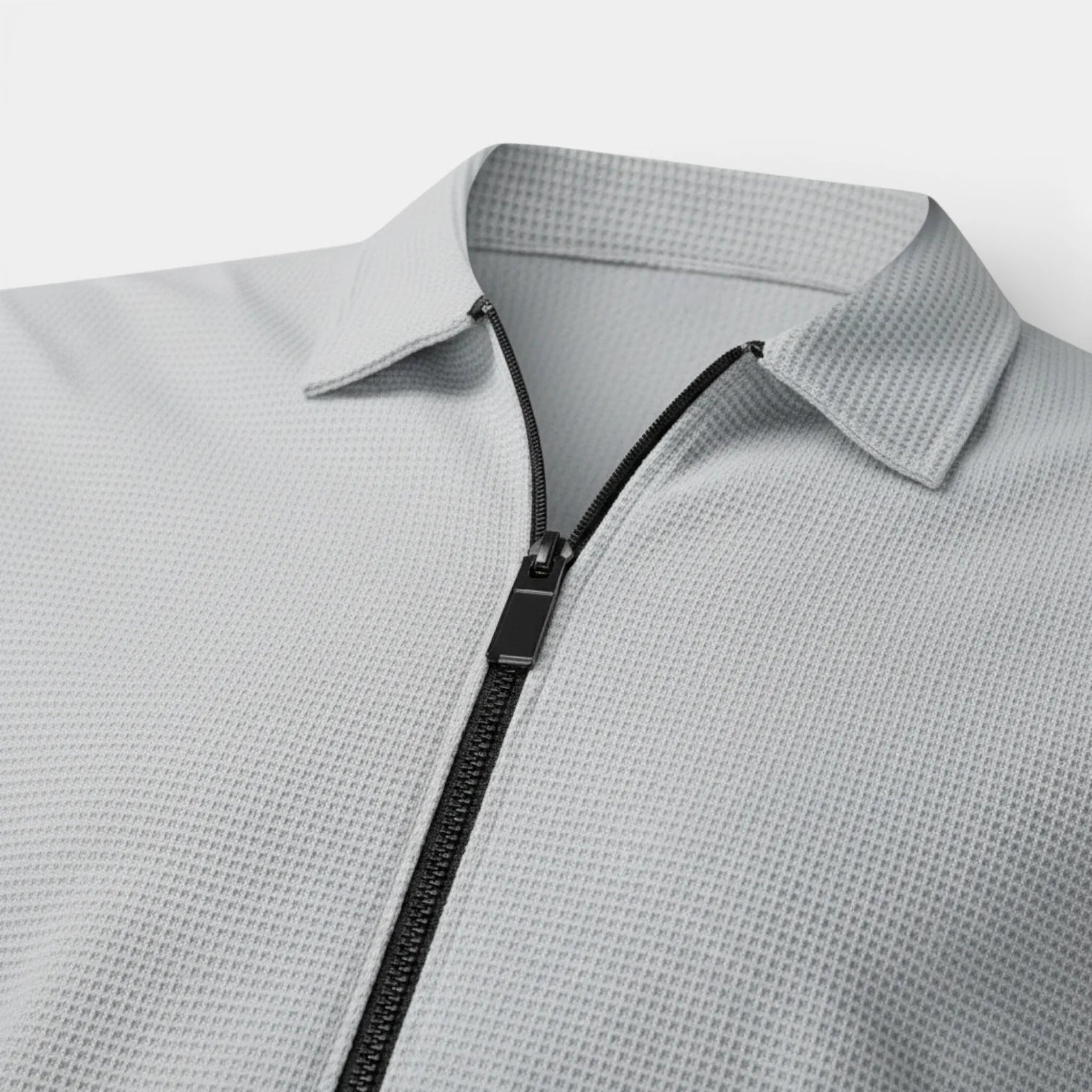 Veste légère pour homme en maille gaufrée avec fermeture éclair et col polo