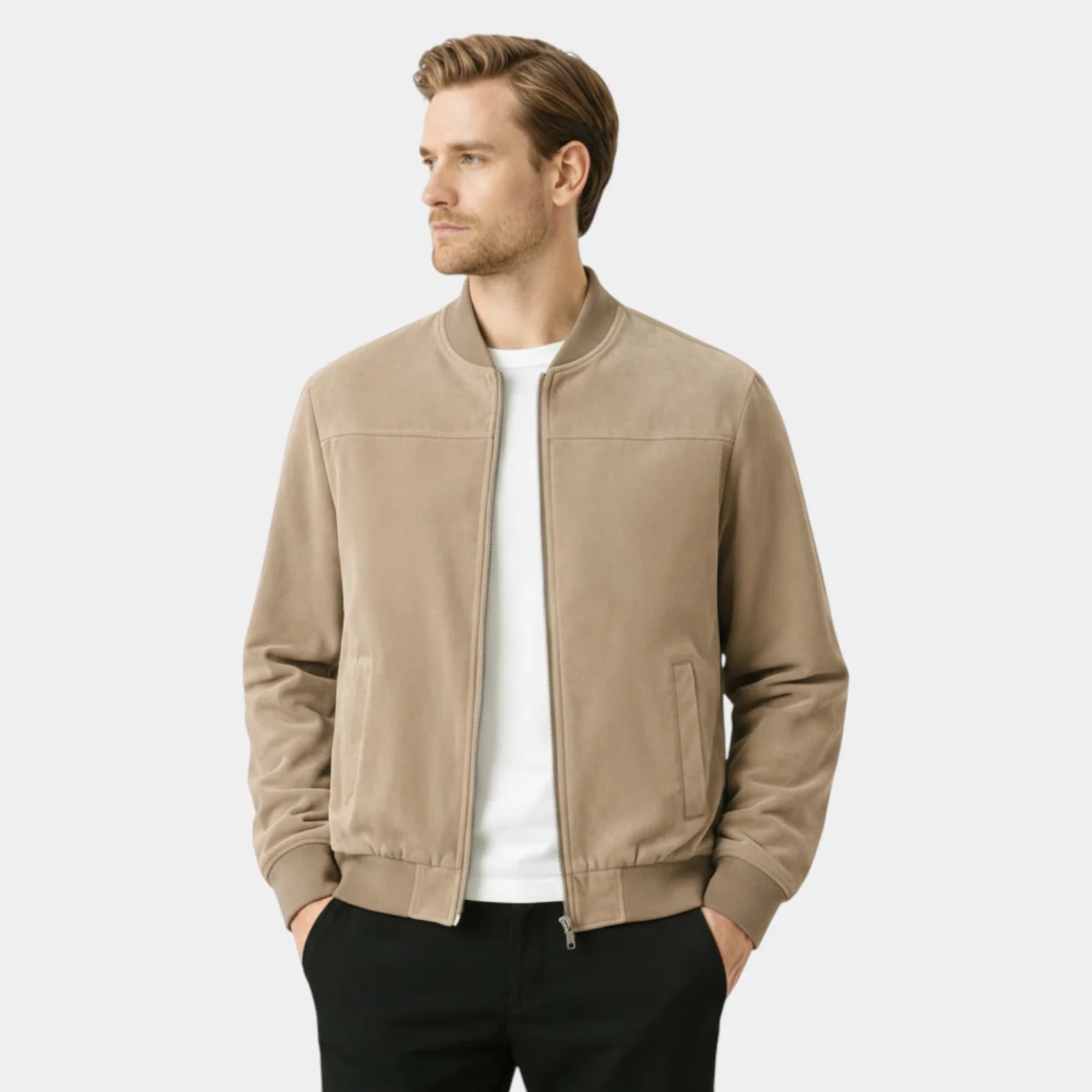 Veste bomber légère pour homme avec col montant et fermeture zippée intégrale