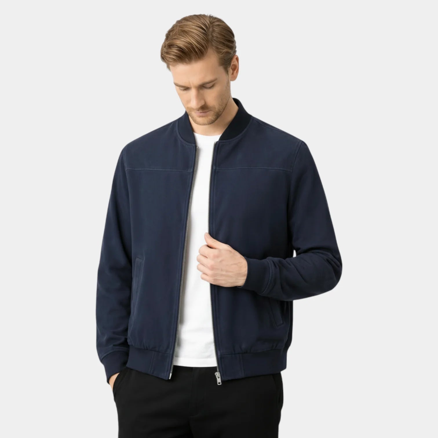 Veste bomber légère pour homme avec col montant et fermeture zippée intégrale