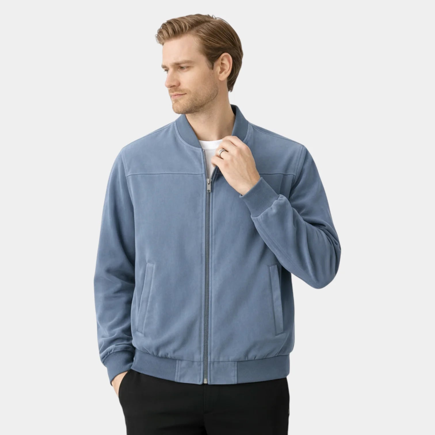 Veste bomber légère pour homme avec col montant et fermeture zippée intégrale