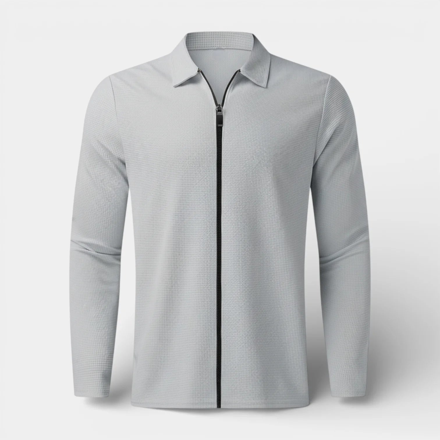 Veste légère pour homme en maille gaufrée avec fermeture éclair et col polo