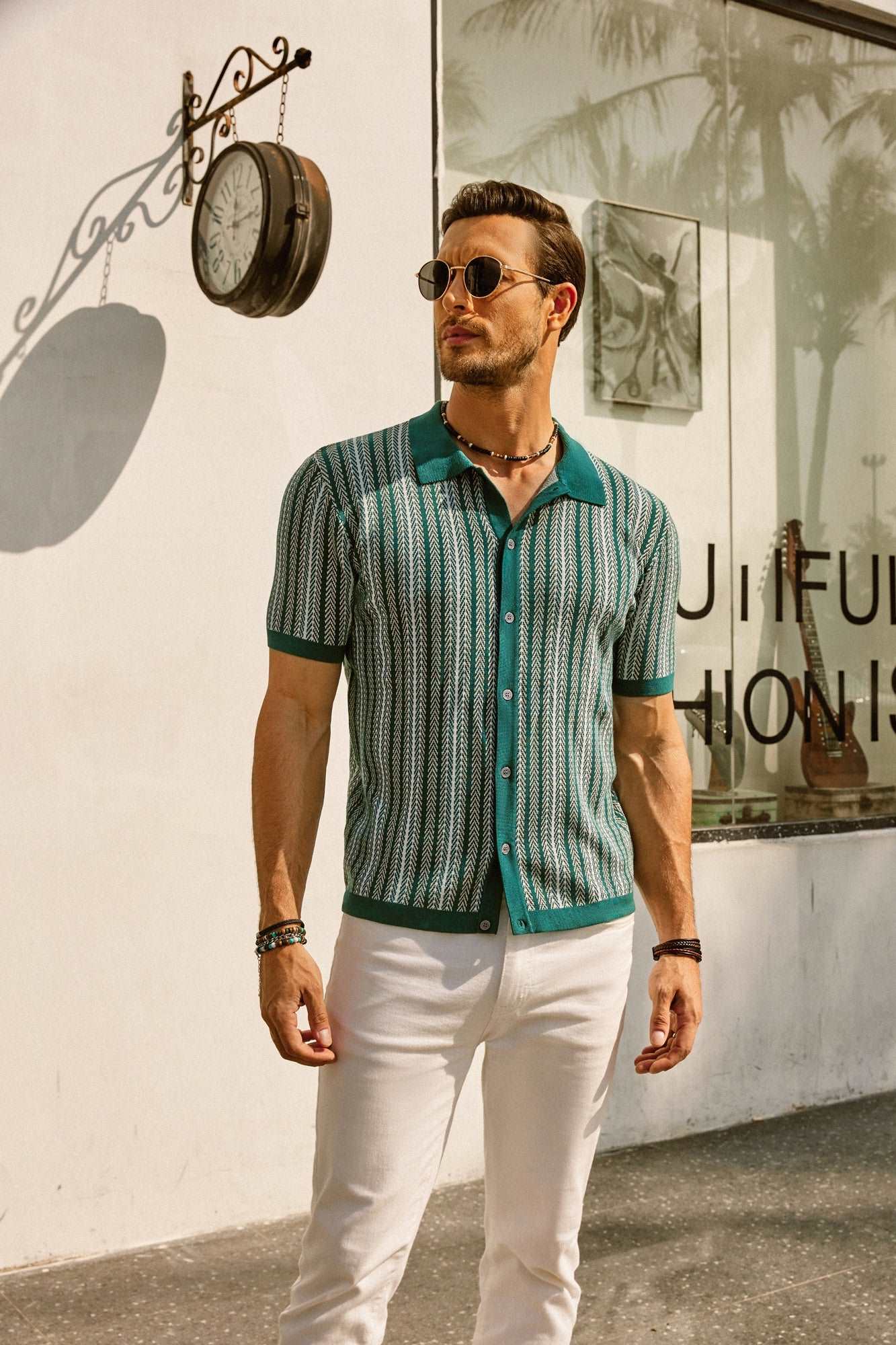 Kortærmet stribet polo-shirt