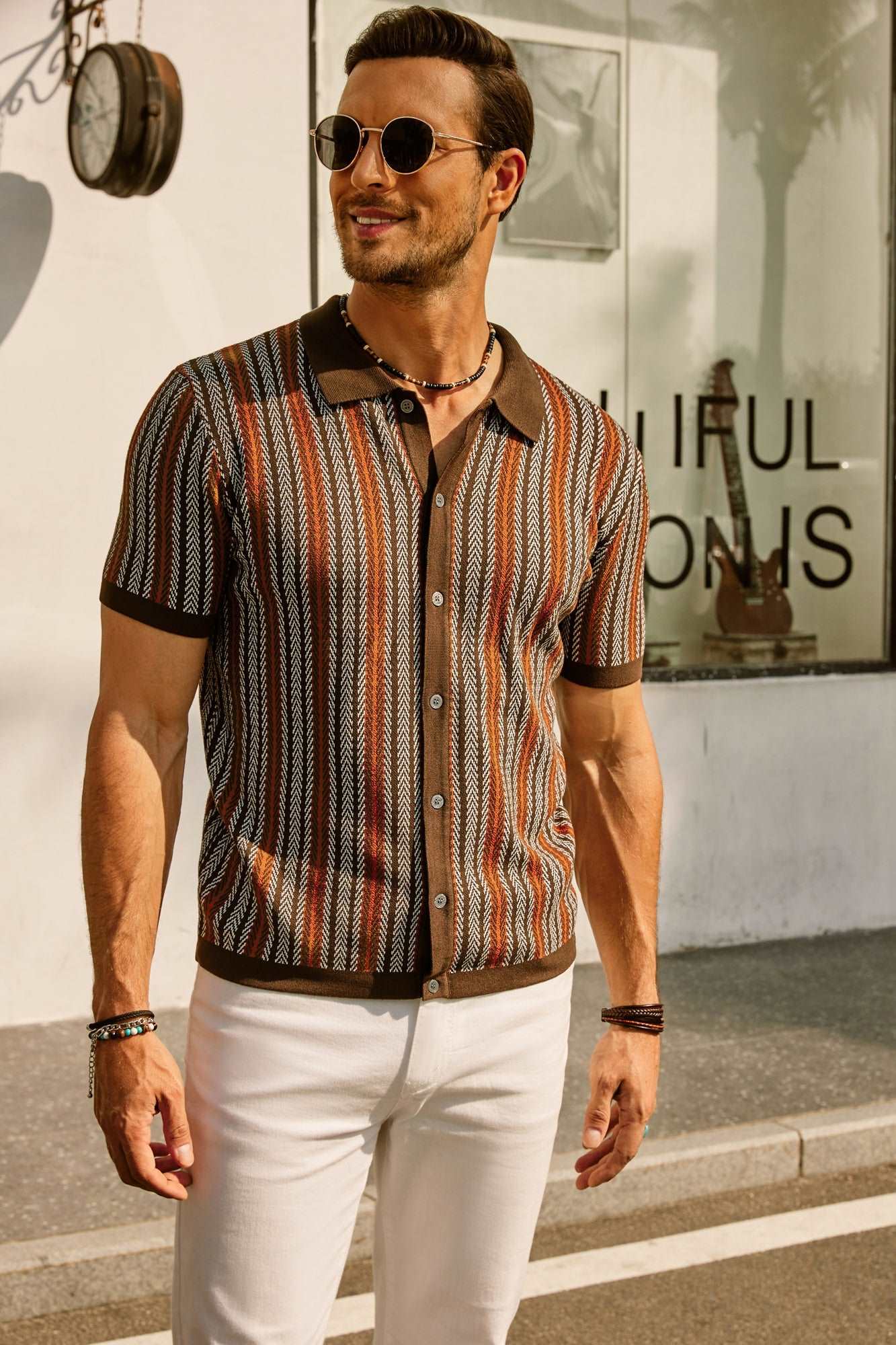 Kortærmet stribet polo-shirt