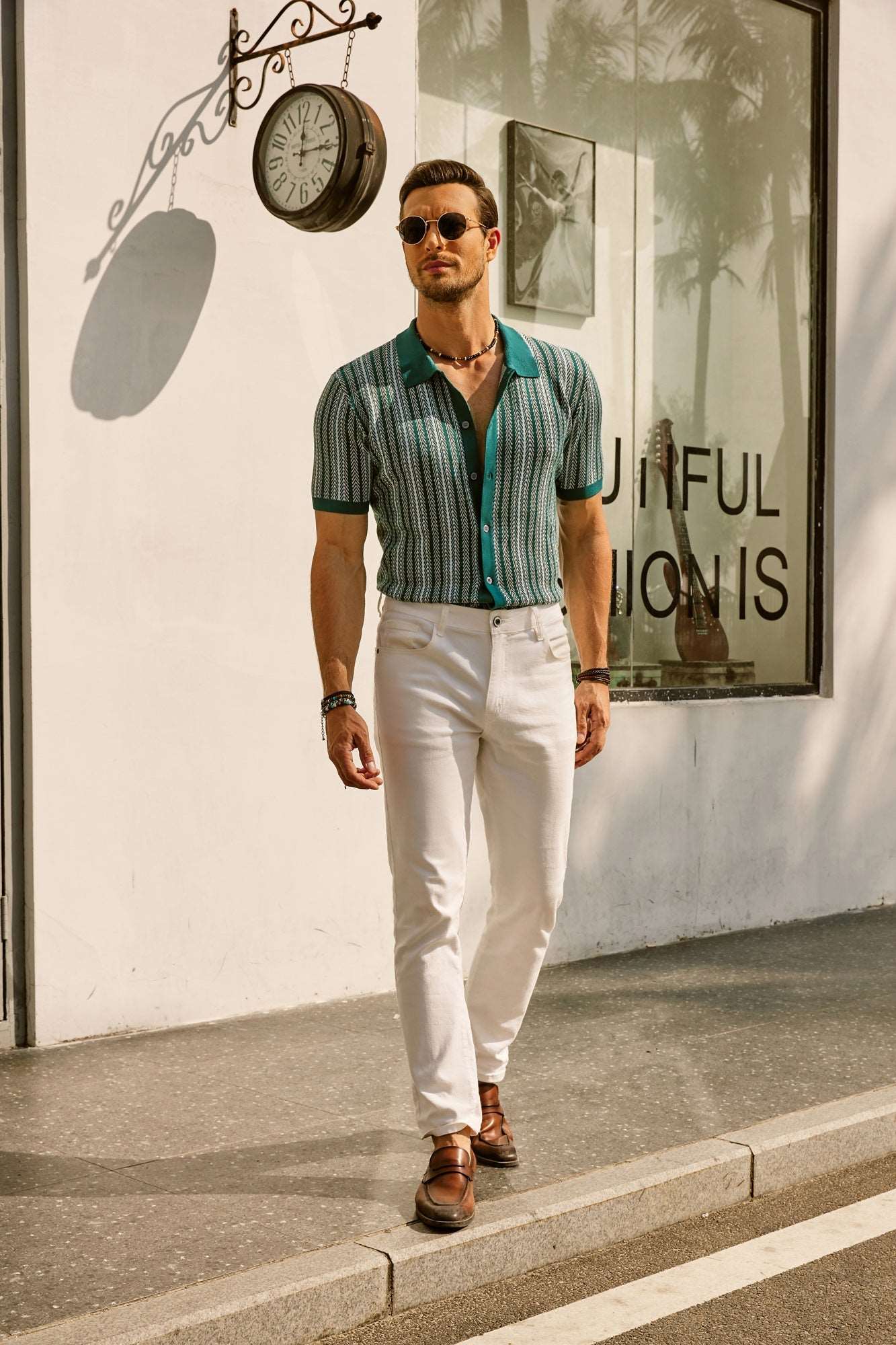 Kortærmet stribet polo-shirt