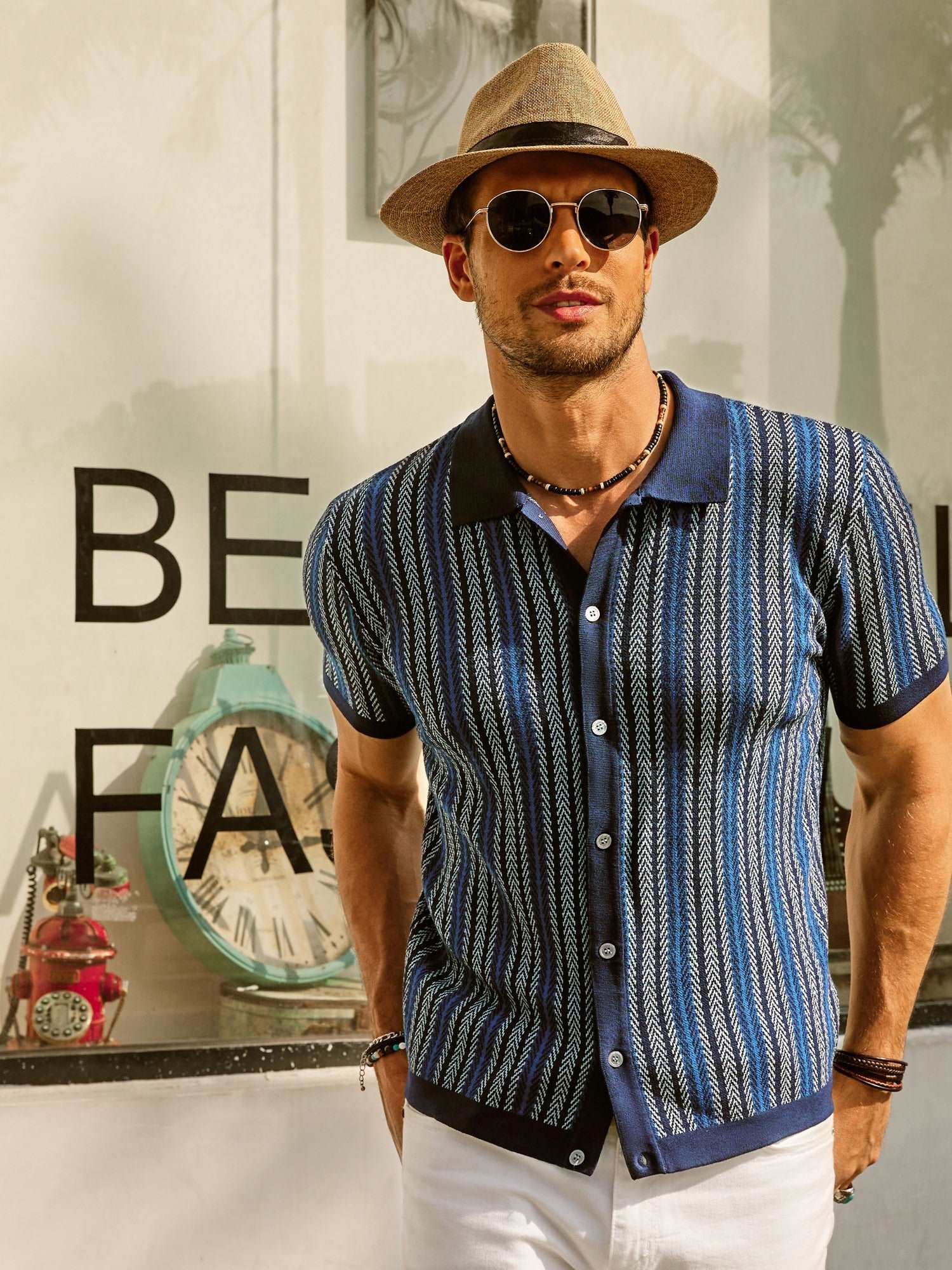 Kortærmet stribet polo-shirt