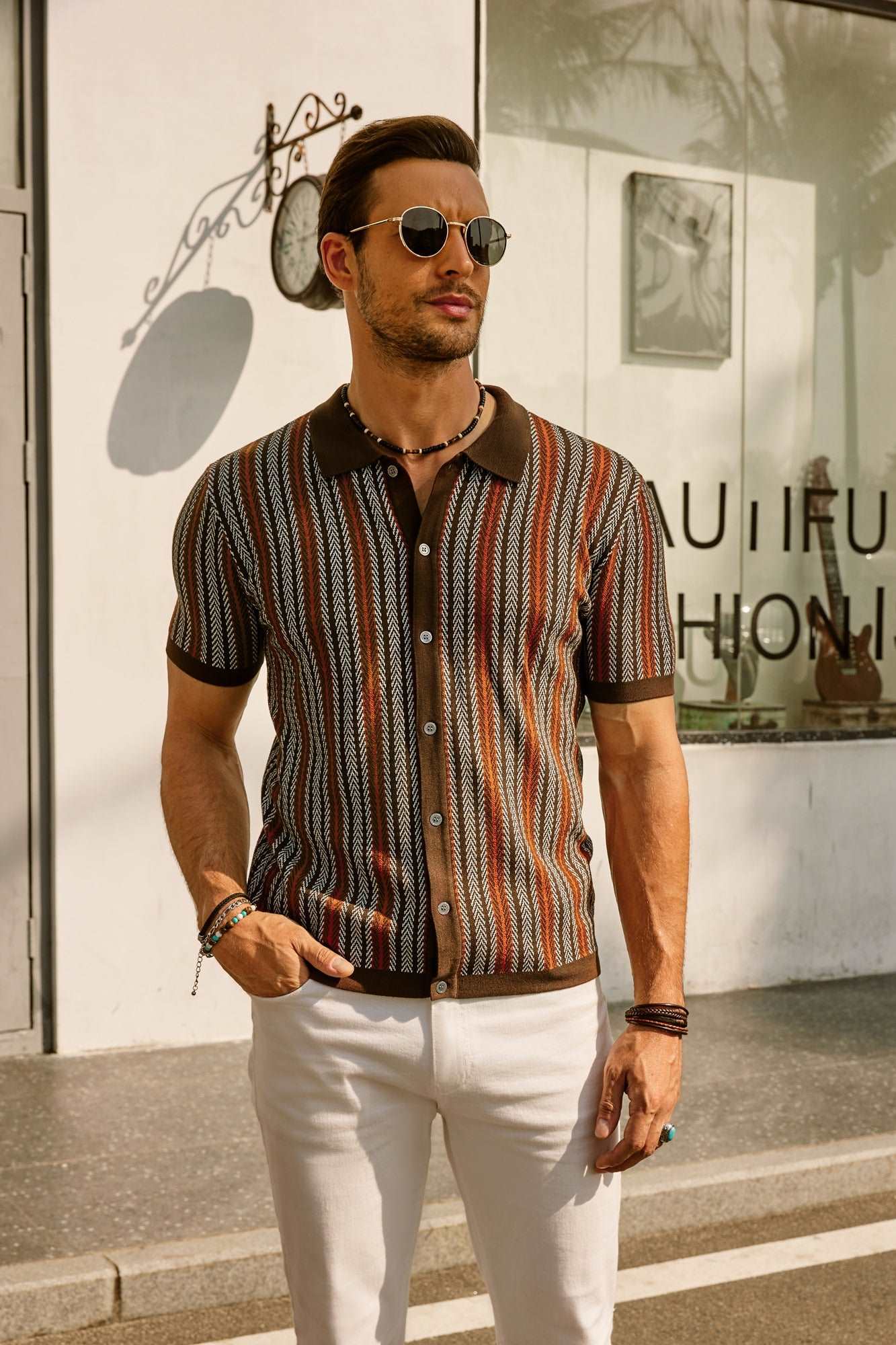 Kortærmet stribet polo-shirt