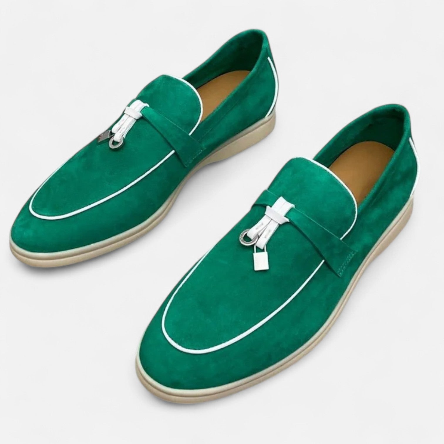 Velclairemode| Men's Premium Suede Leather Loafers - Flat Sole, Summer Slip-On Style