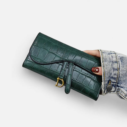 Velclairemode.com | Portefeuille Long Femme Motif Alligator – Luxe Texturé, Élégance Fonctionnelle