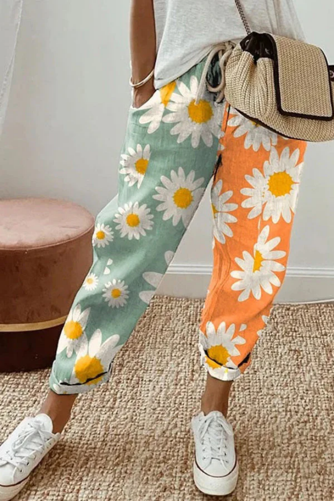 Pantalon Décontracté À Imprimé Abstrait