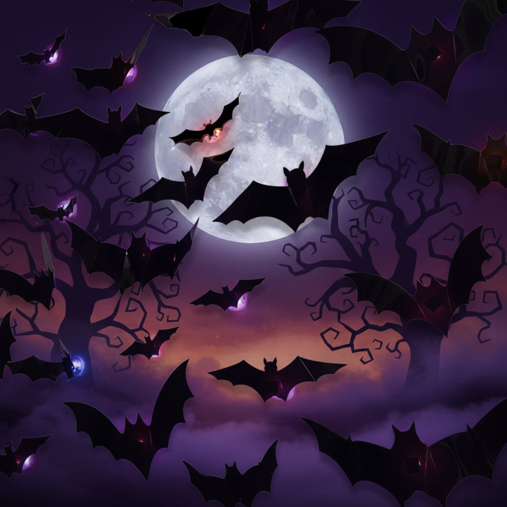 Set de murciélagos 3D plegables y autoadhesivos para decoración mural de Halloween