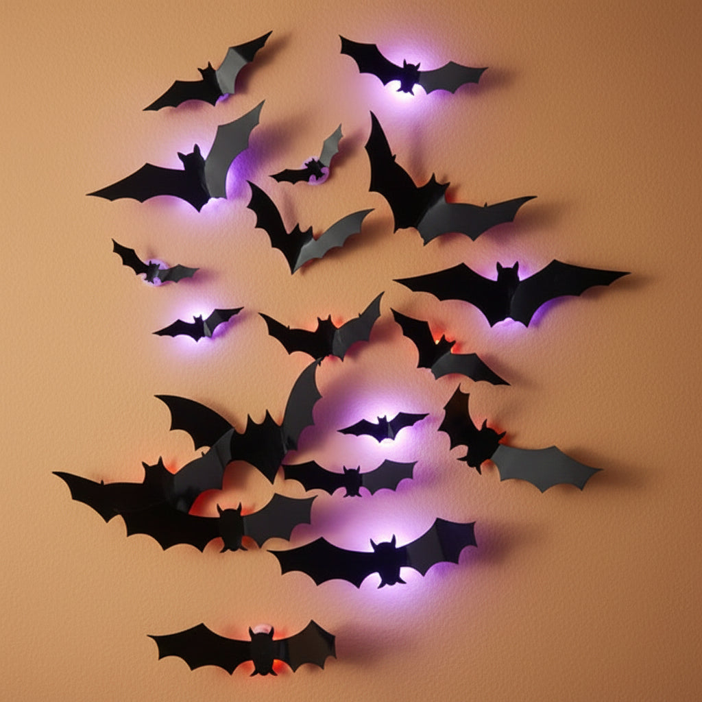 3D Halloween Bats Wall Decoration Stickers Foldable Set