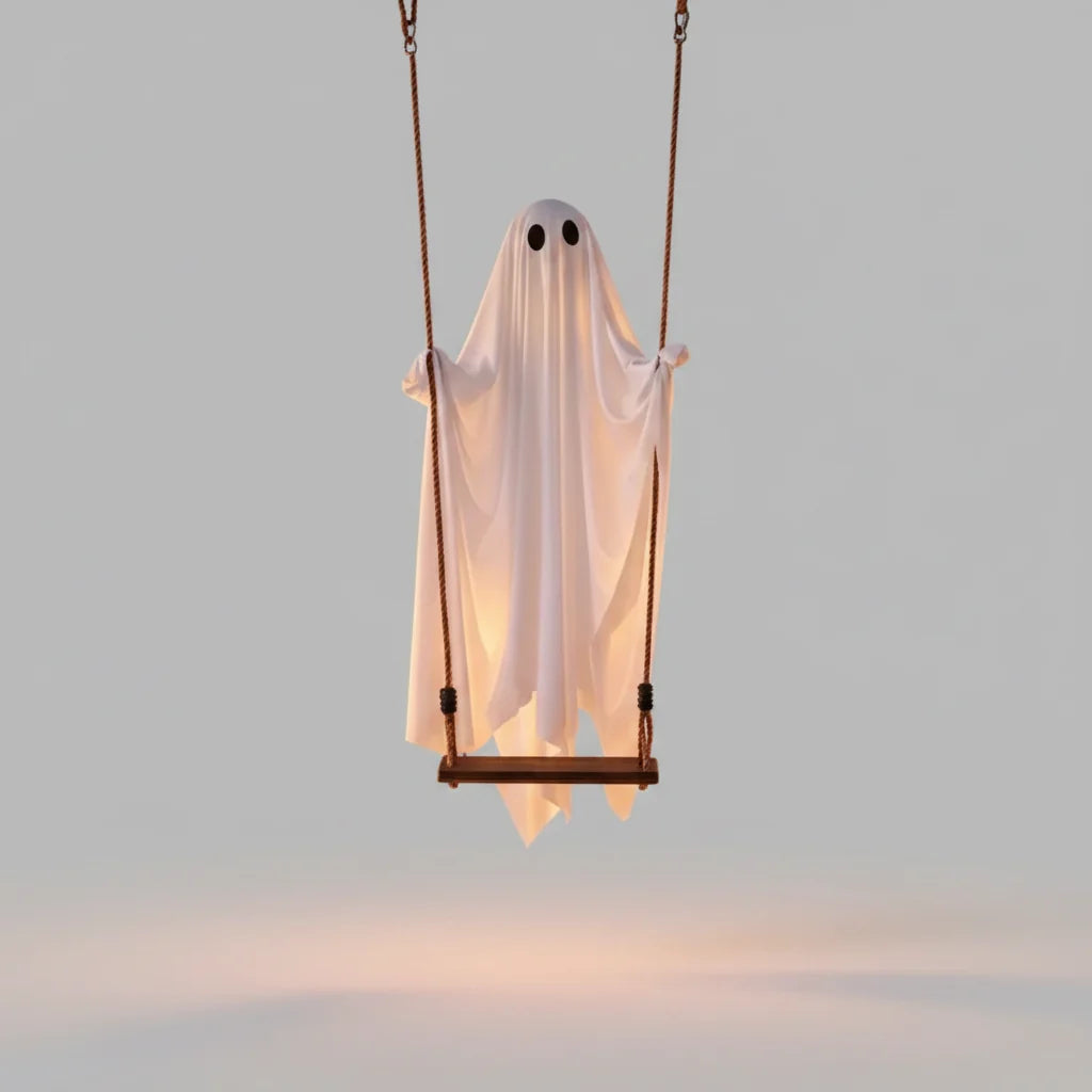 Hanging LED Ghost Halloween Outdoor Decoration Light-Up Swing