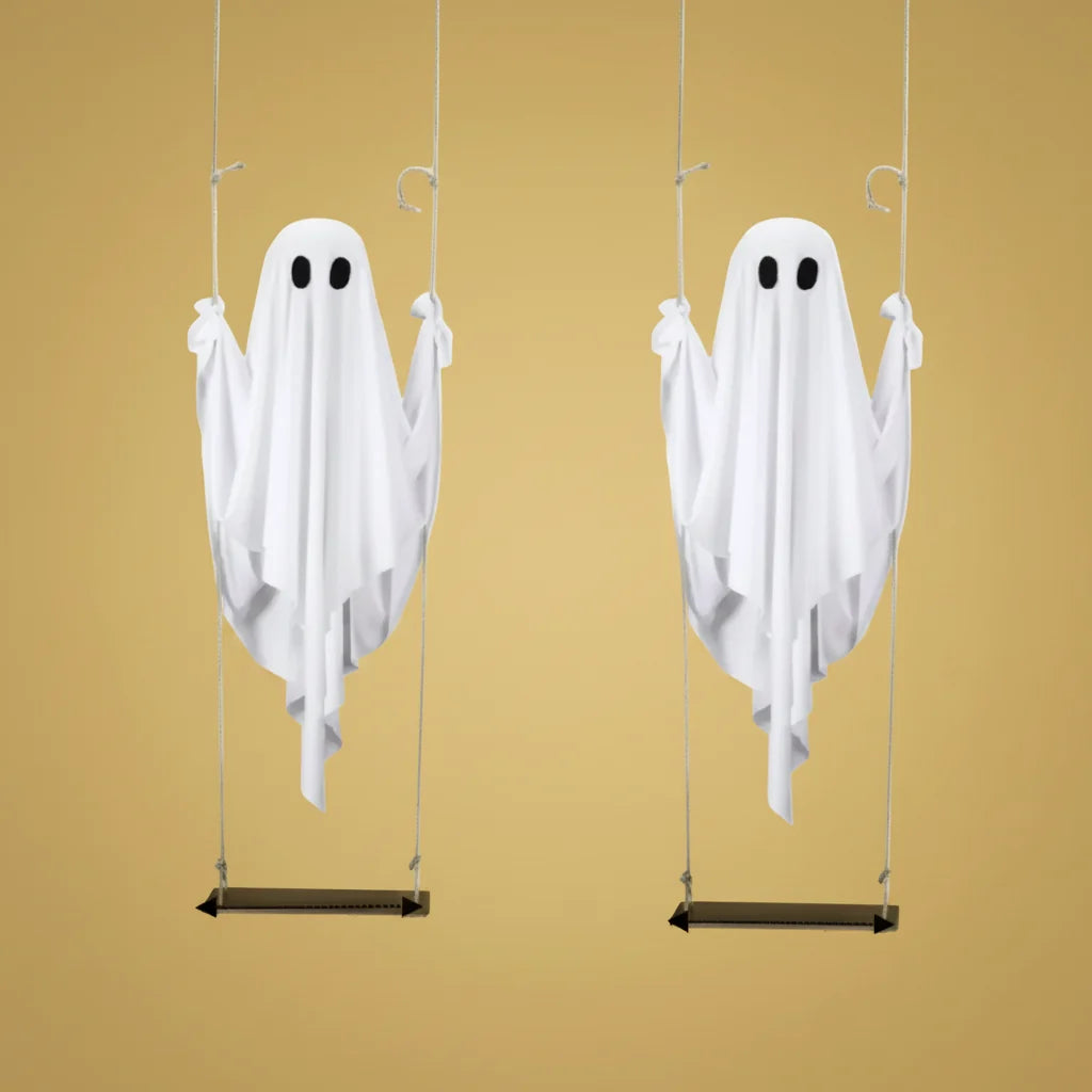 Hanging LED Ghost Halloween Outdoor Decoration Light-Up Swing