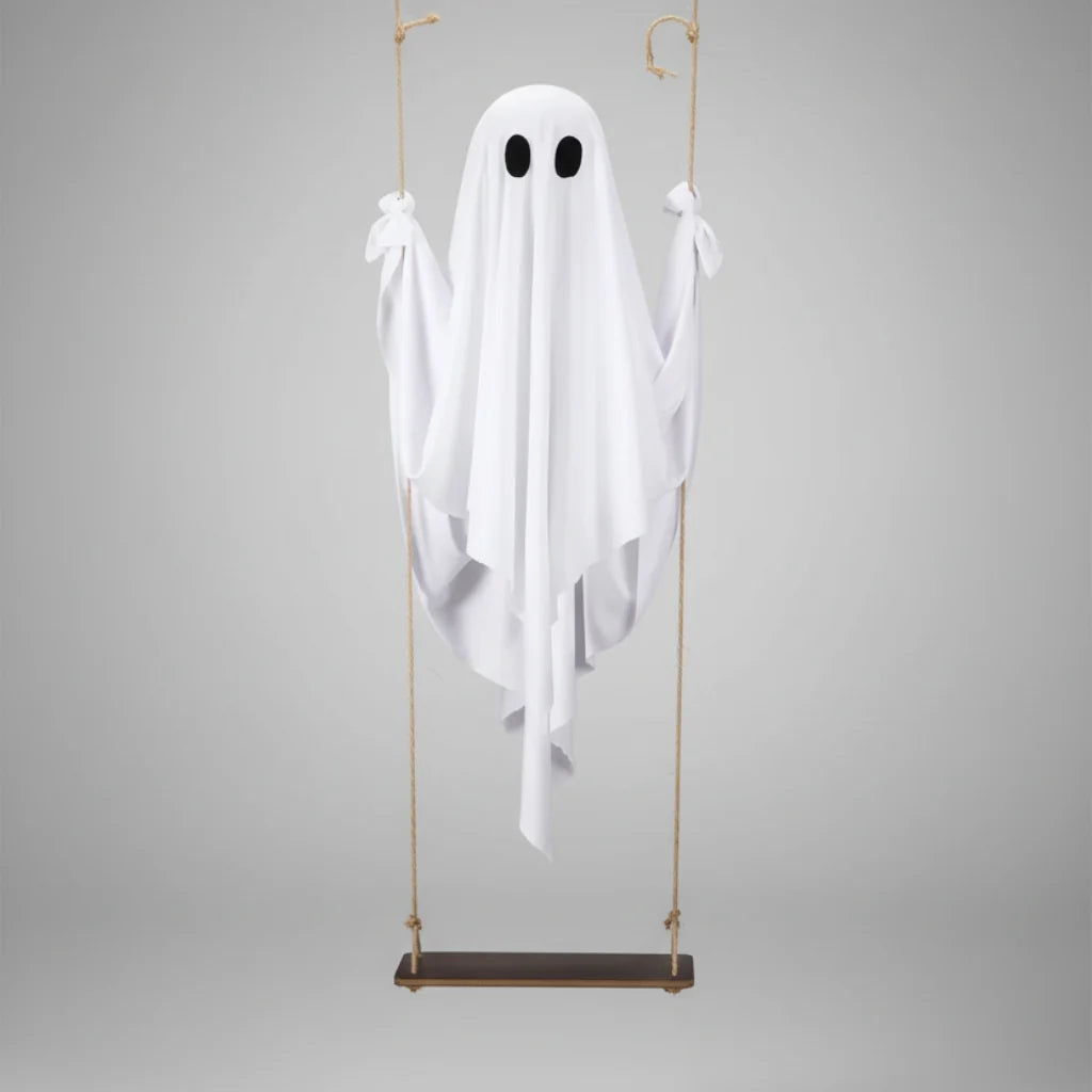 Hanging LED Ghost Halloween Outdoor Decoration Light-Up Swing