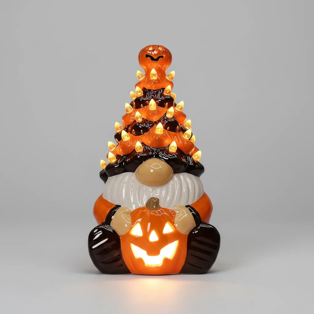 Vintage Halloween-gnomelygte – dekorativ LED-figur til natbordet