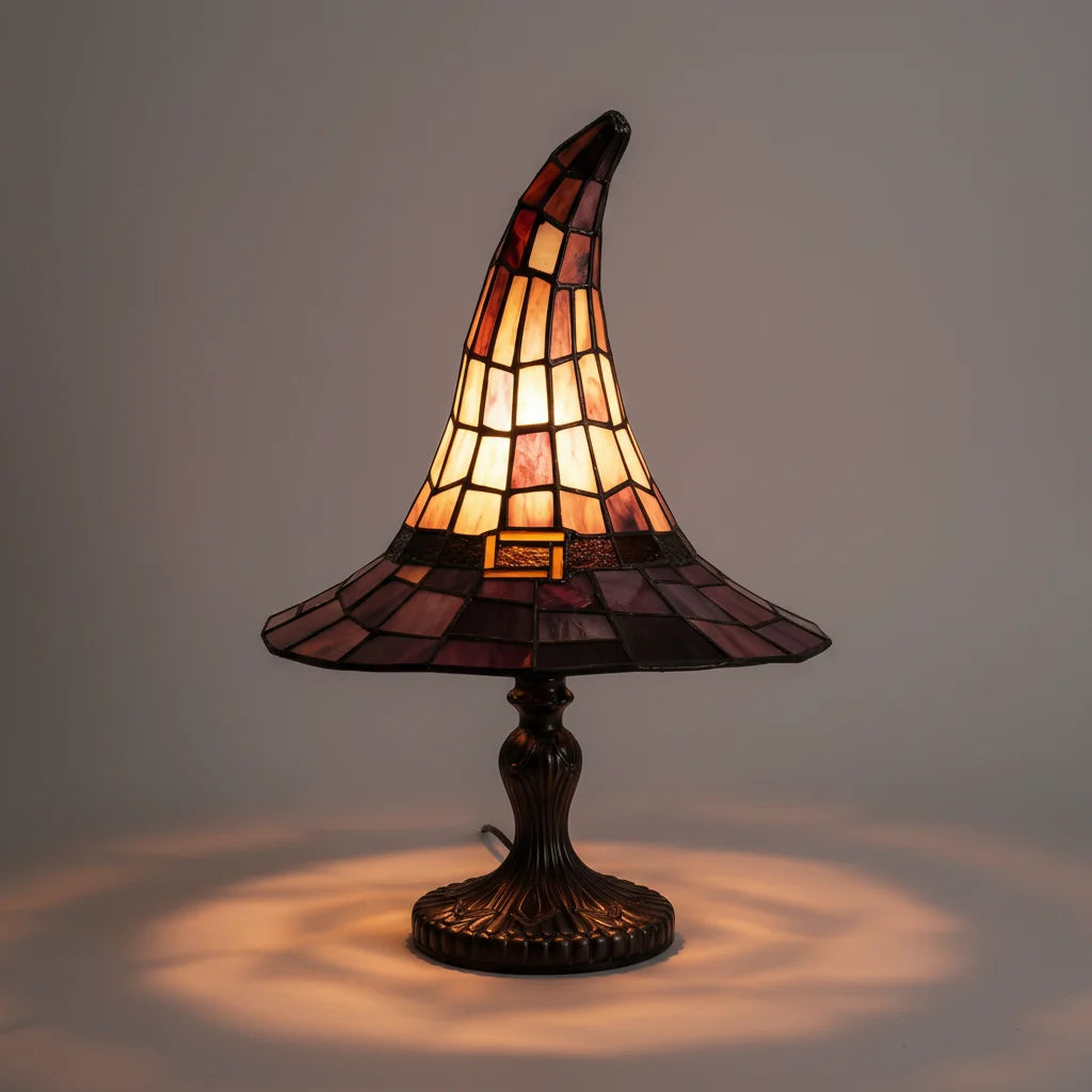 Halloween-dekoration med heksehatlampe, USB-natbordslampe med blødt lys