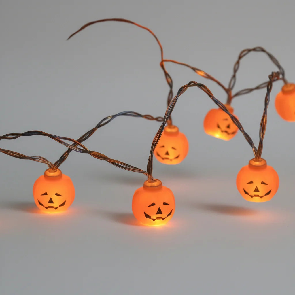 LED girlanda s motivy Halloweenu, světelná dekorace pro noční atmosféru večírku