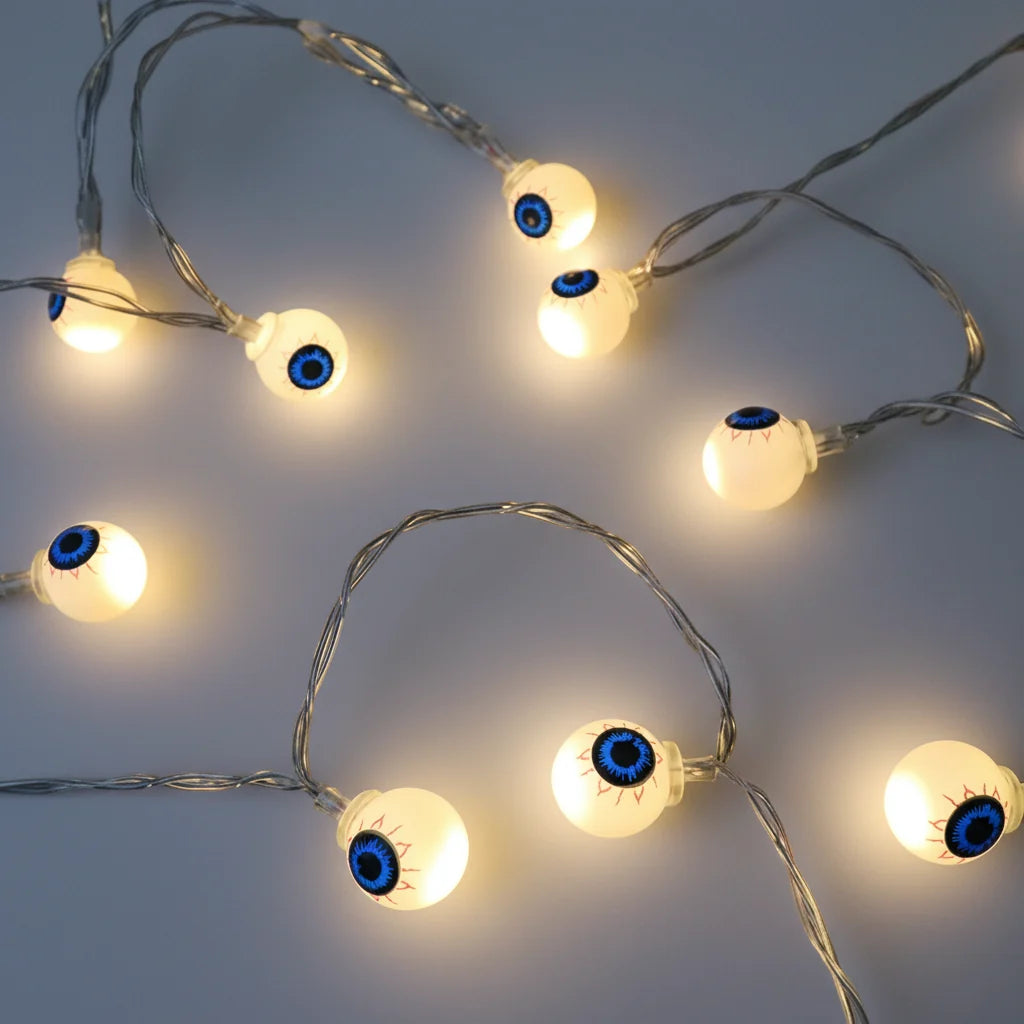 LED girlanda s motivy Halloweenu, světelná dekorace pro noční atmosféru večírku