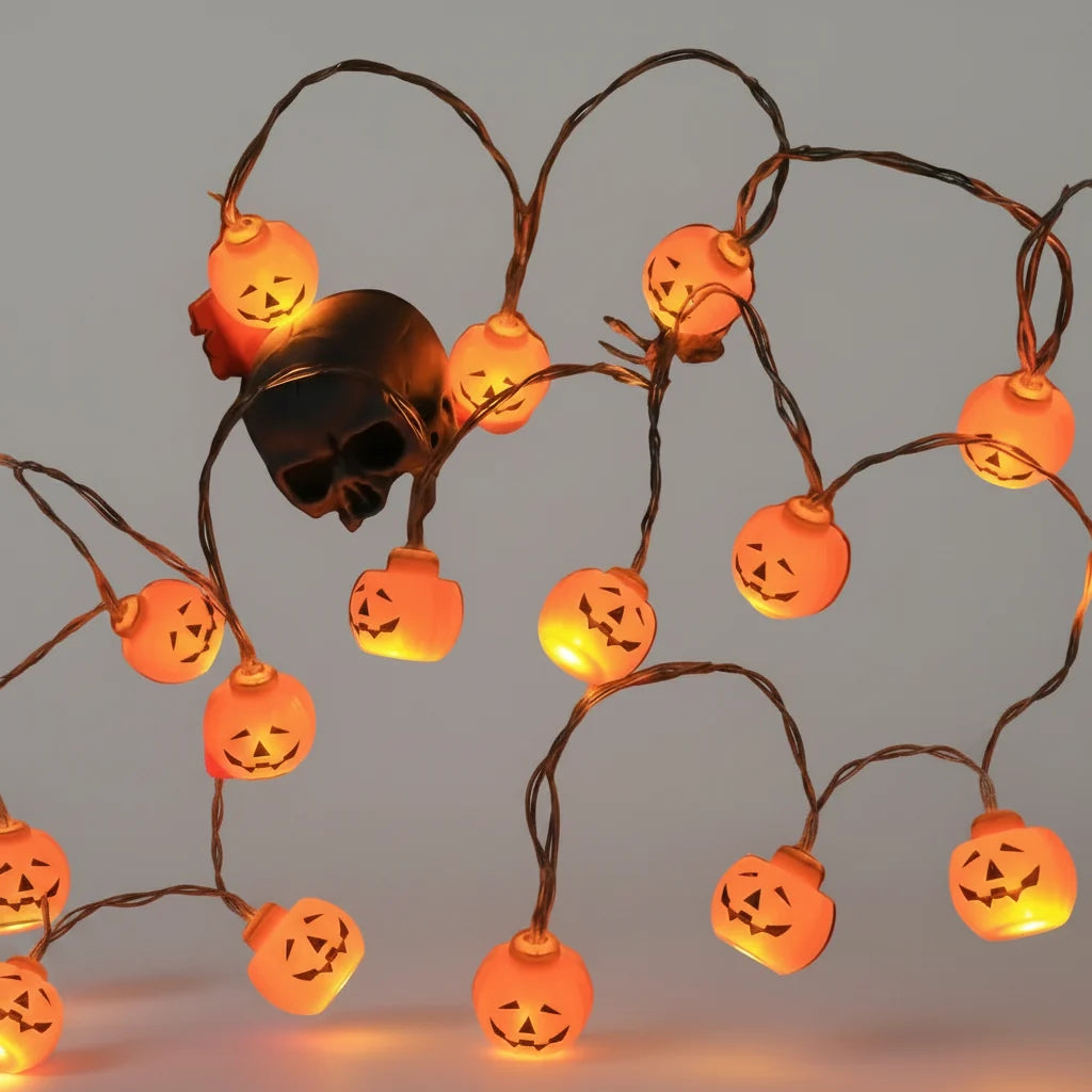 LED-lyskæde med Halloween-motiver, lysdekoration til festlig natteatmosfære
