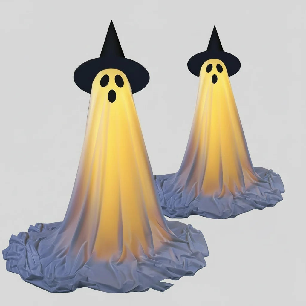 LED-teleskopspøgelse til halloweenpynt, fjernbetjening, indendørs