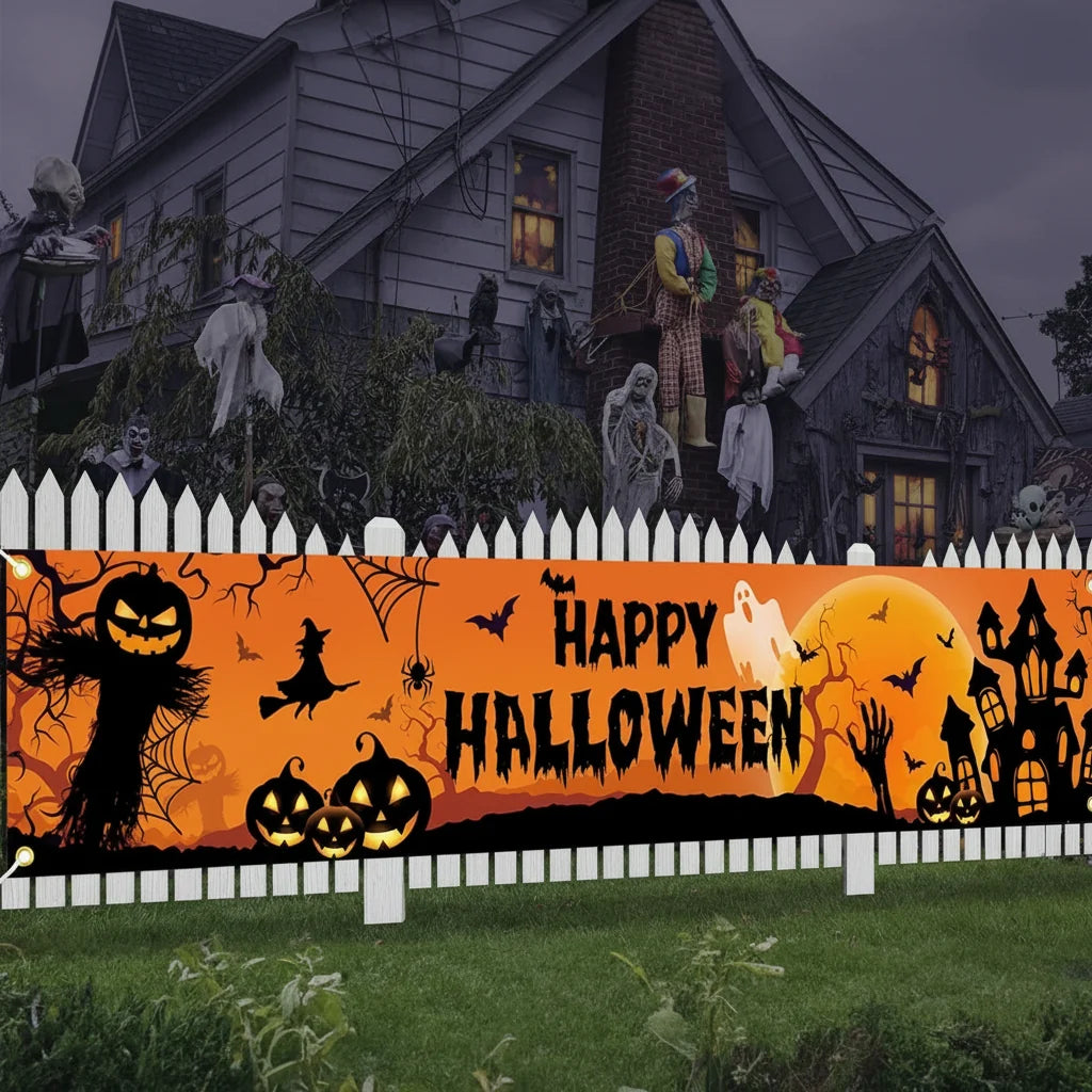 Halloween Pumpkin Bat Banner Outdoor Party Decoration