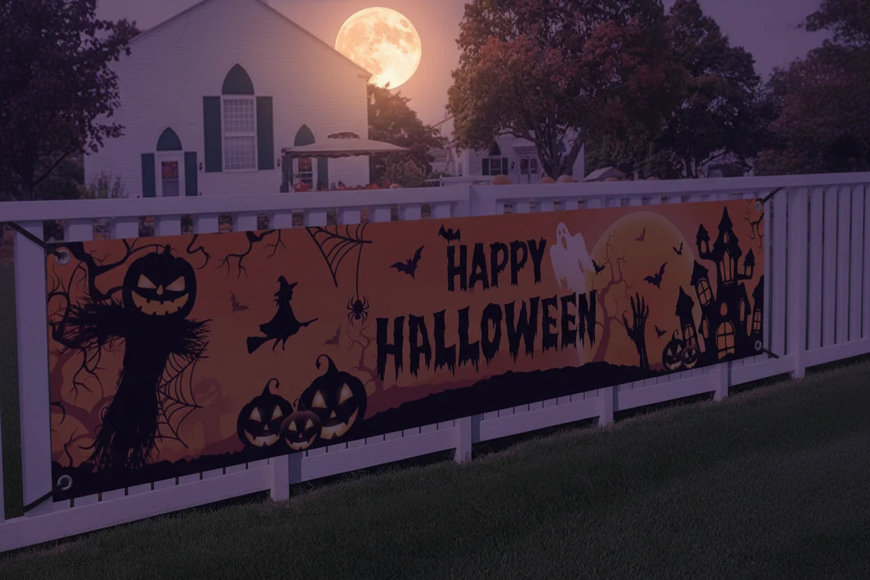 Halloween Pumpkin Bat Banner Outdoor Party Decoration