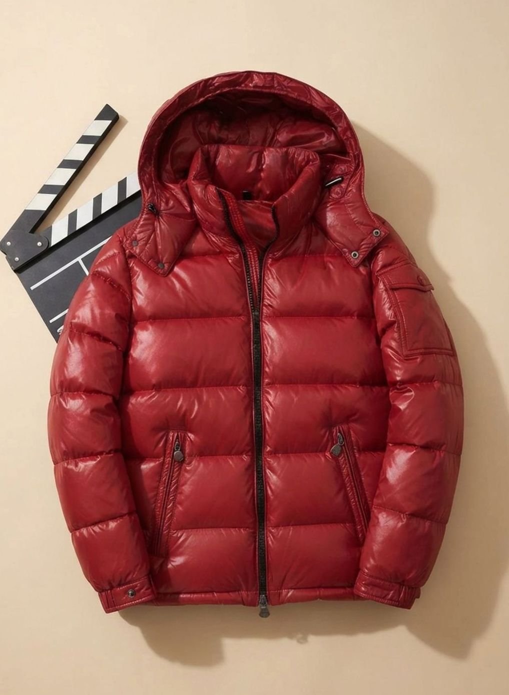 Men's Quilted Puffer Jacket, Everyday Outdoor, Duck Down, Windproof, Shiny