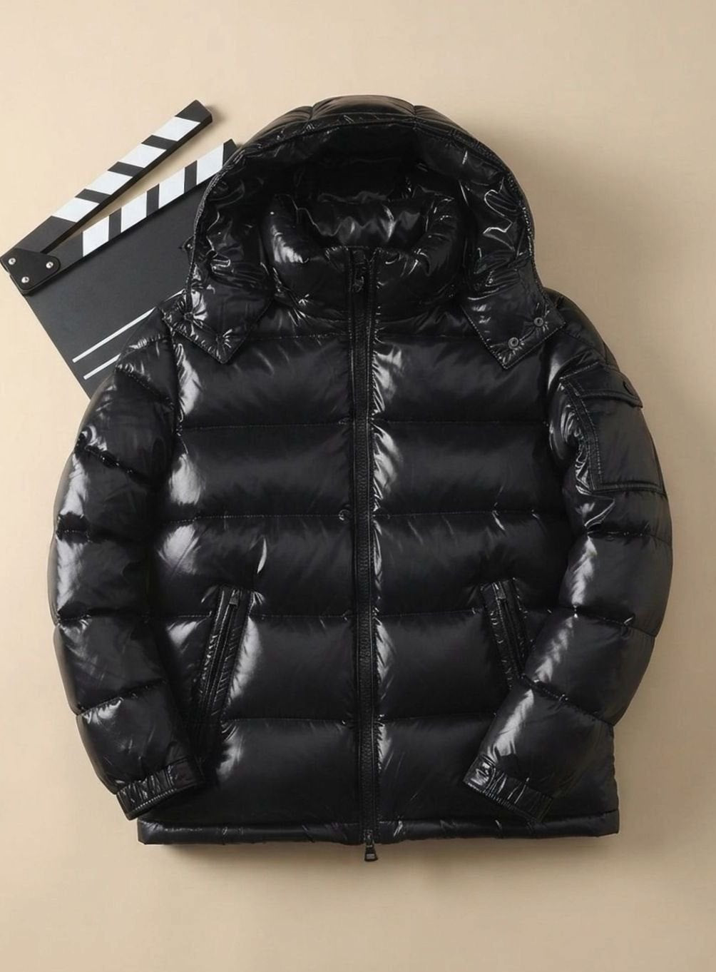 Men's Quilted Puffer Jacket, Everyday Outdoor, Duck Down, Windproof, Shiny
