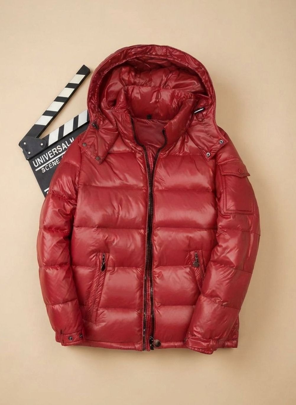 Men's Quilted Puffer Jacket, Everyday Outdoor, Duck Down, Windproof, Shiny