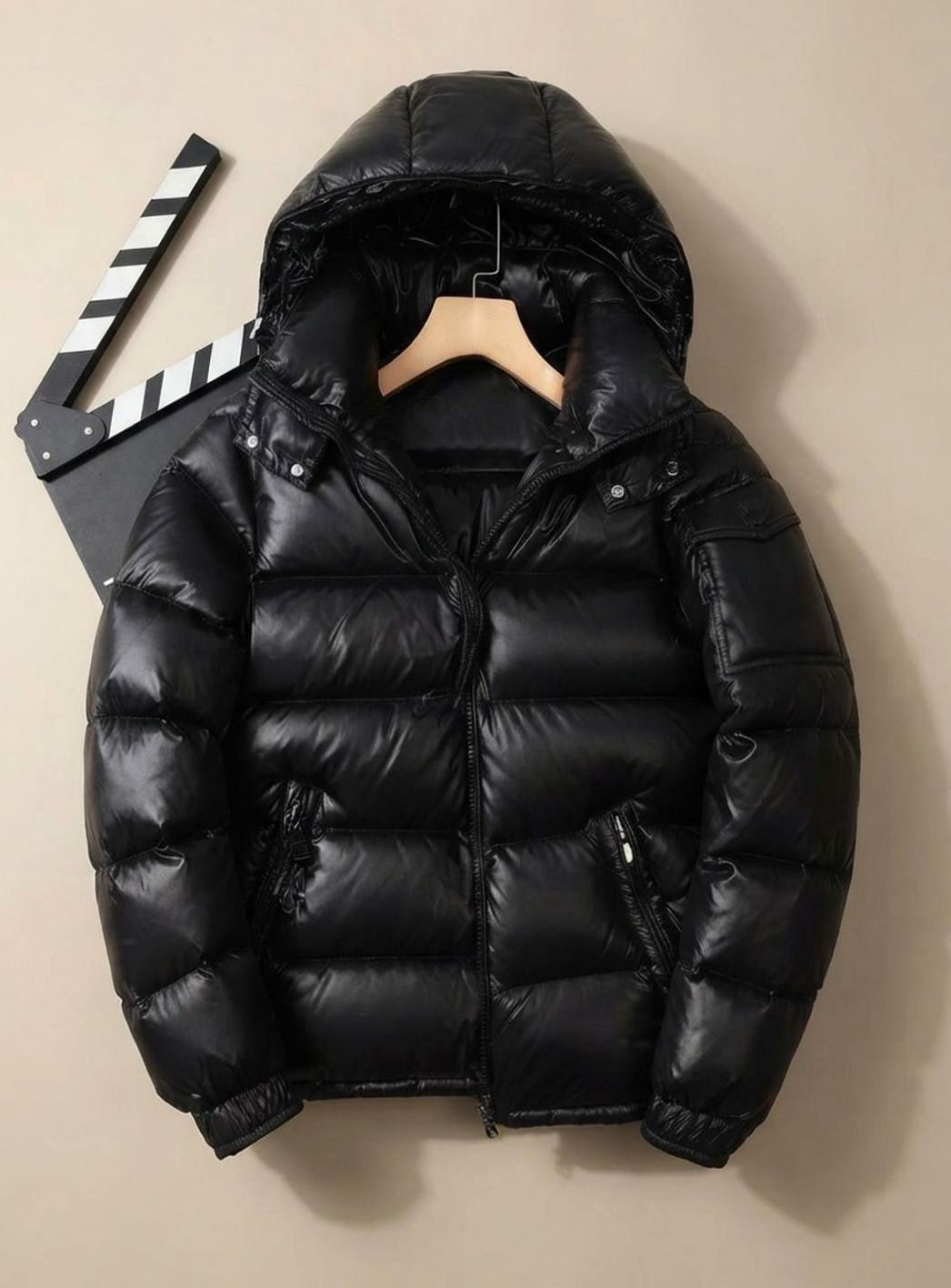 Men's Quilted Puffer Jacket, Everyday Outdoor, Duck Down, Windproof, Shiny