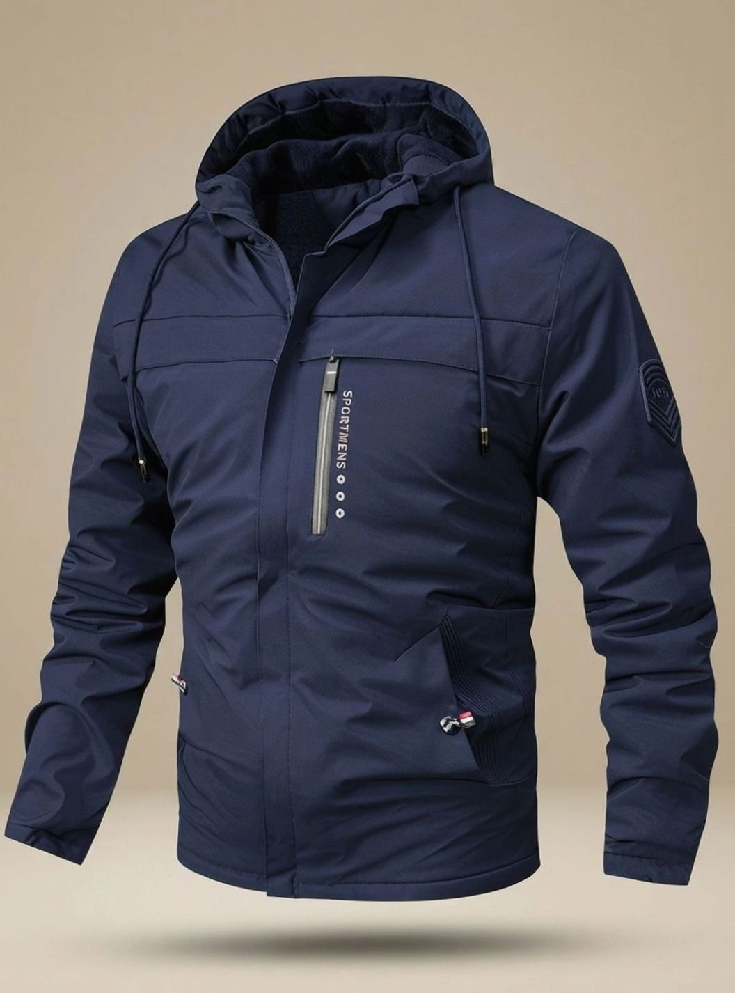 Men's Lined Hooded Jacket, Everyday Outdoor, Water-Repellent, Multiple Pockets