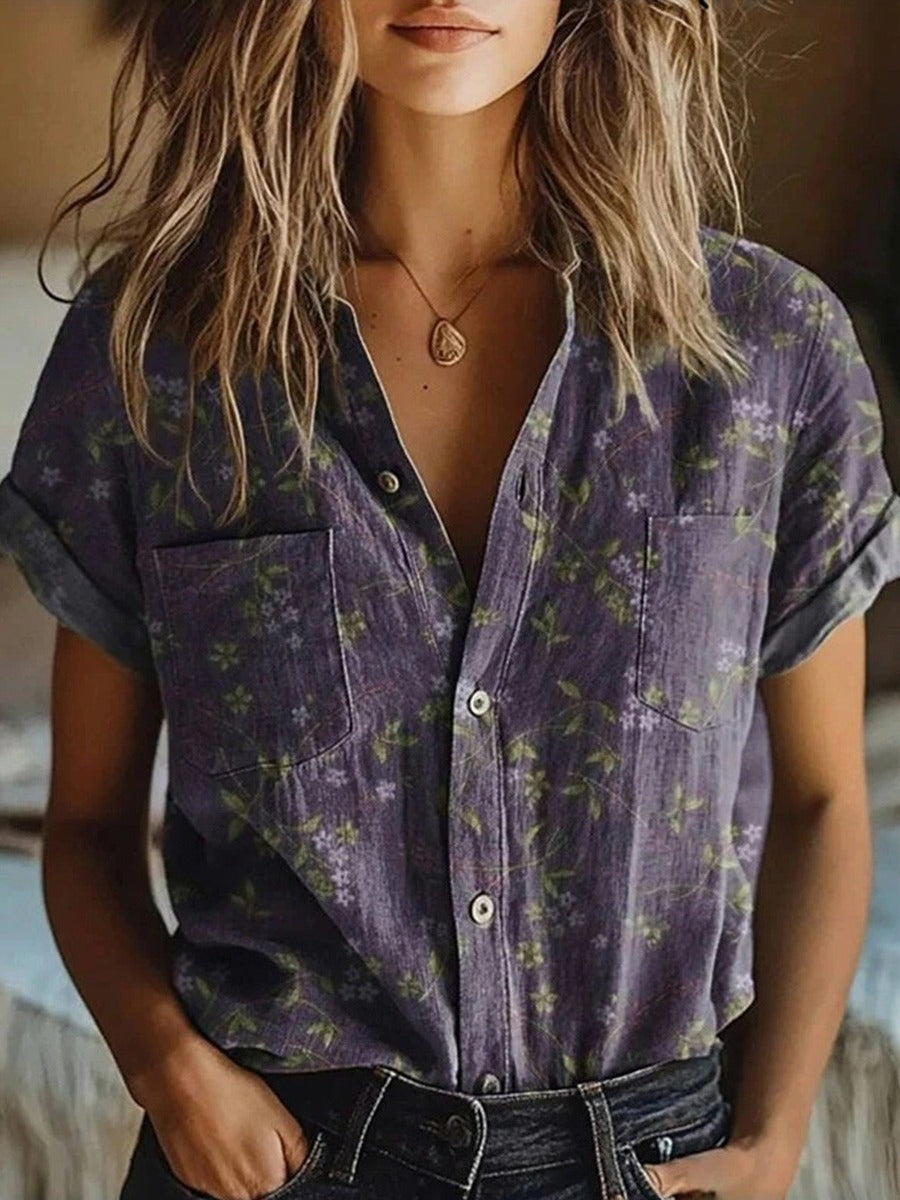 Chemisier Bohème à Imprimé Floral et Manches Longues pour Femme