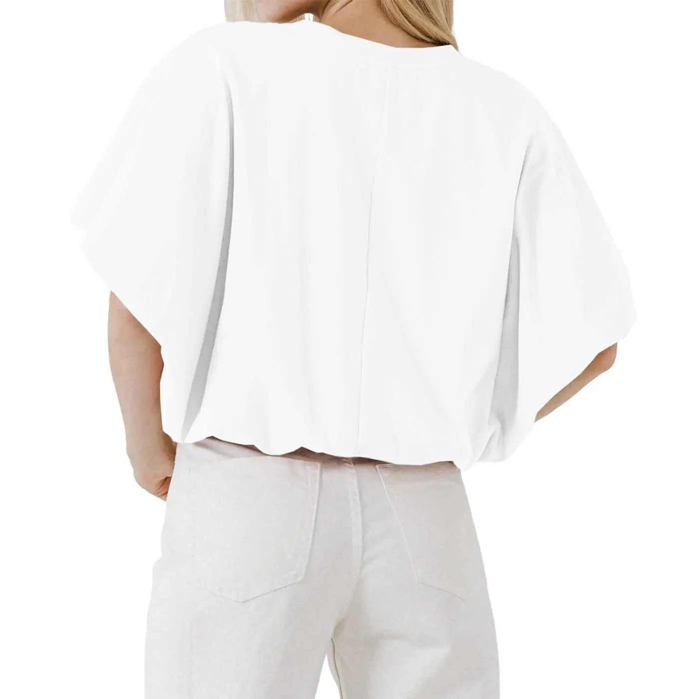 Top cropped feminino — mistura de algodão — mangas bufantes — verão