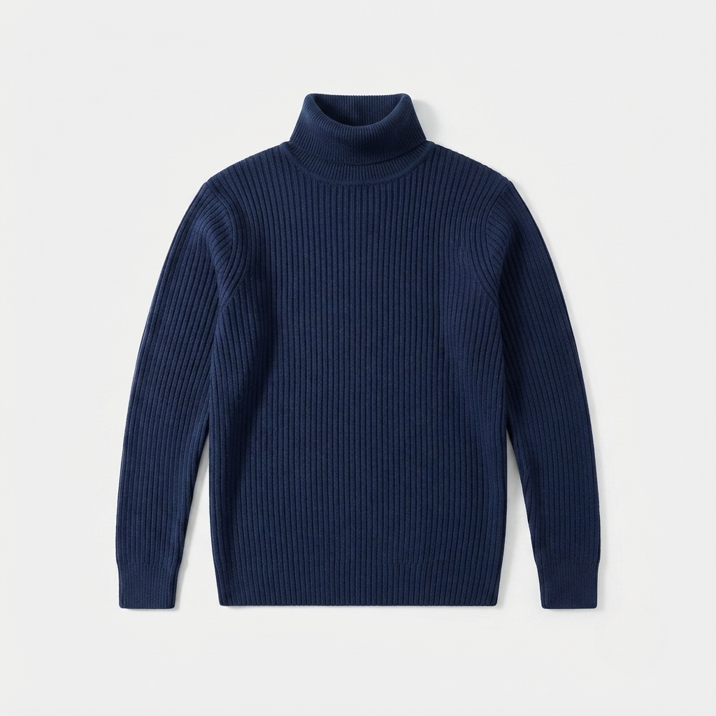 Uomo Maglione a Collo Alto Quotidiano Vestibilità Aderente Maglia a Coste Calore per Tutto il Giorno