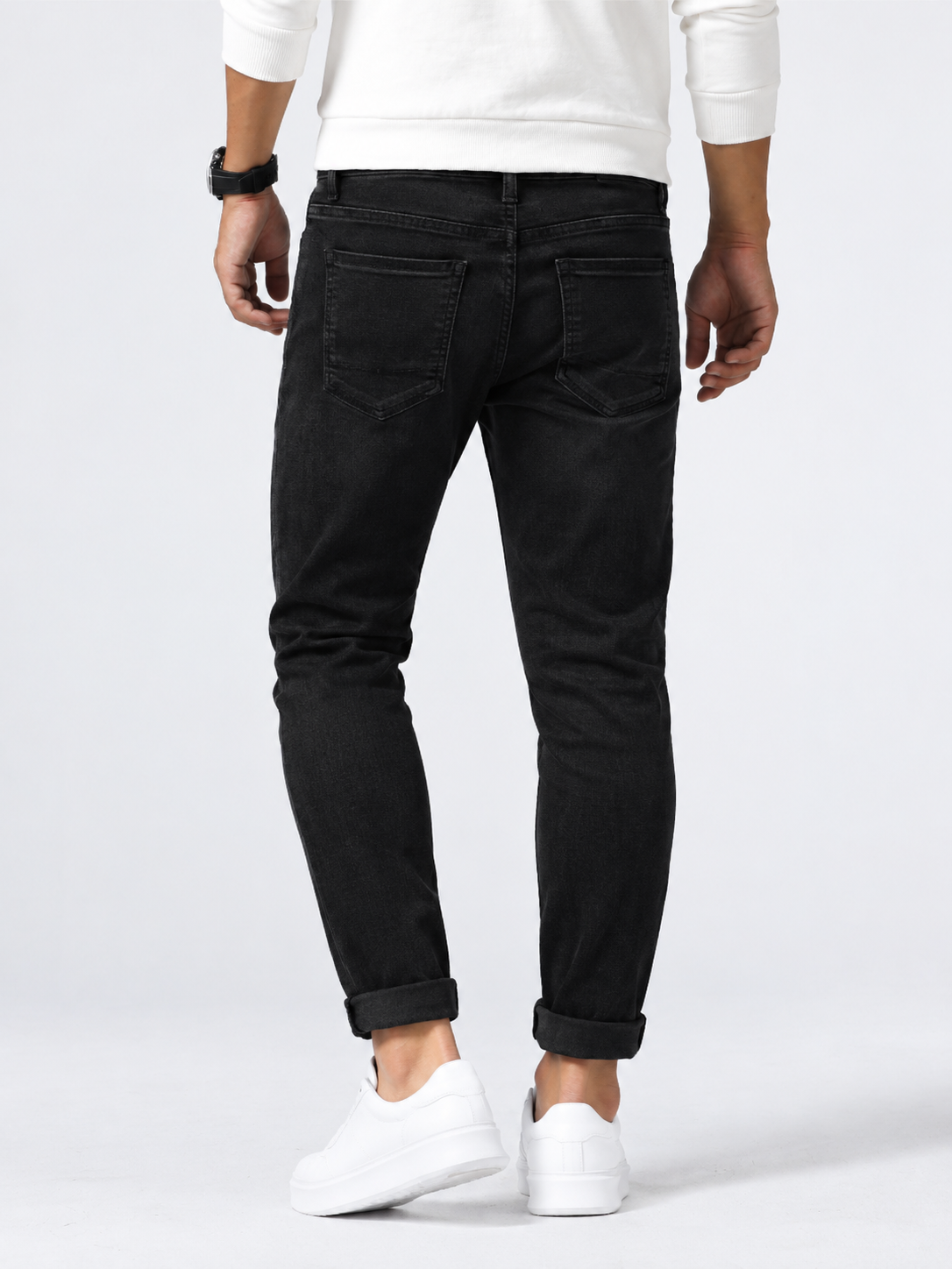 Jeans masculino de corte reto, para o dia a dia, com efeito desbotado e estilo casual atemporal