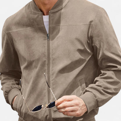 Velclairemode | Veste Homme en Suédine Zippée – Sobriété Texturée & Élégance Décontractée