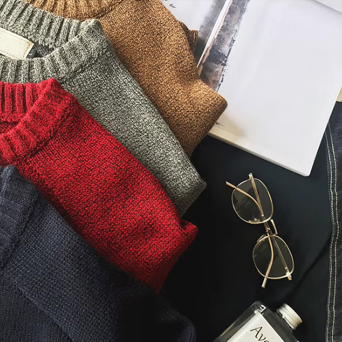 Homme Pull Soirée Laine de Coton Coupe Ajustée Chaleur Légère Style Épuré Durable