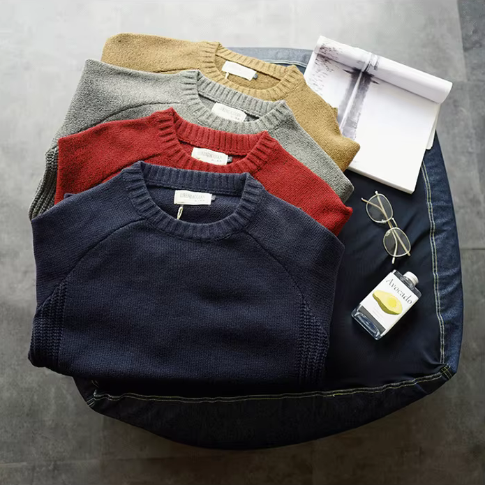 Homme Pull Soirée Laine de Coton Coupe Ajustée Chaleur Légère Style Épuré Durable