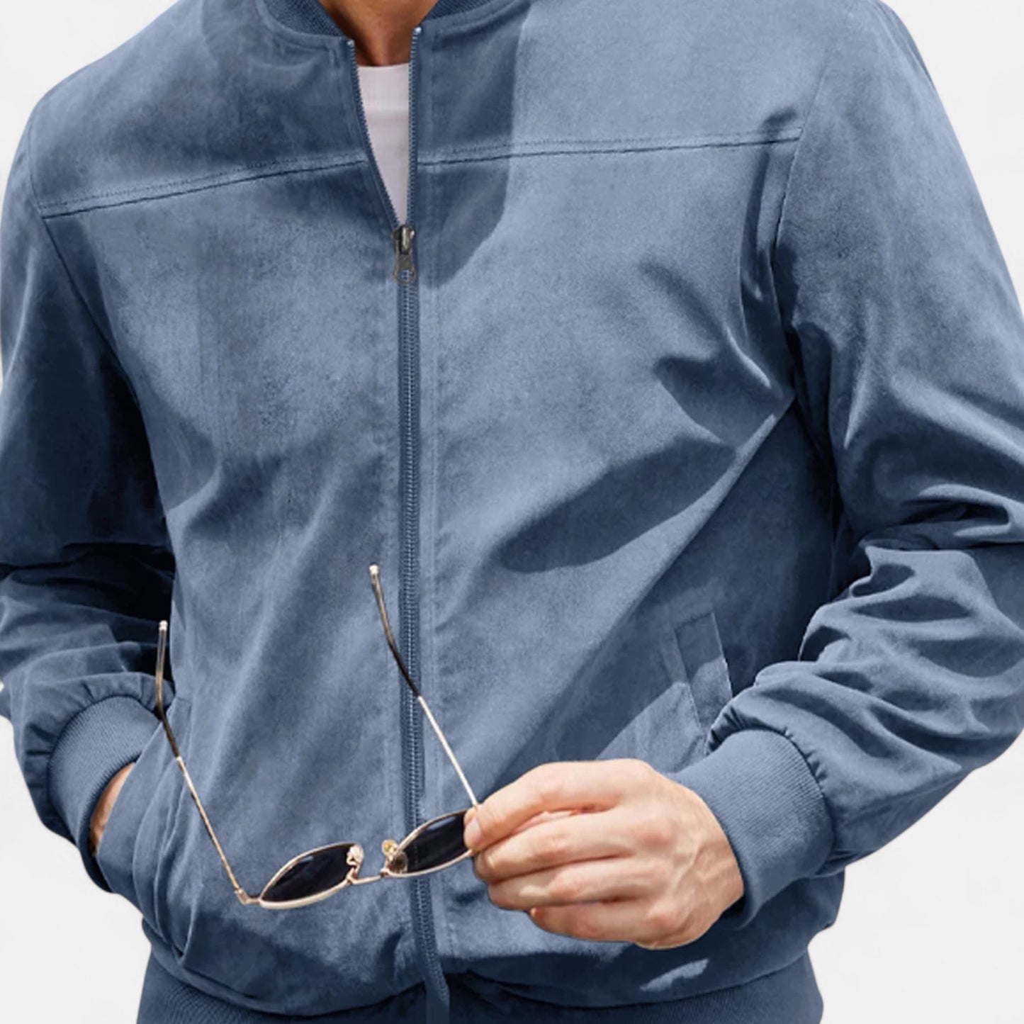 Velclairemode | Veste Homme en Suédine Zippée – Sobriété Texturée & Élégance Décontractée