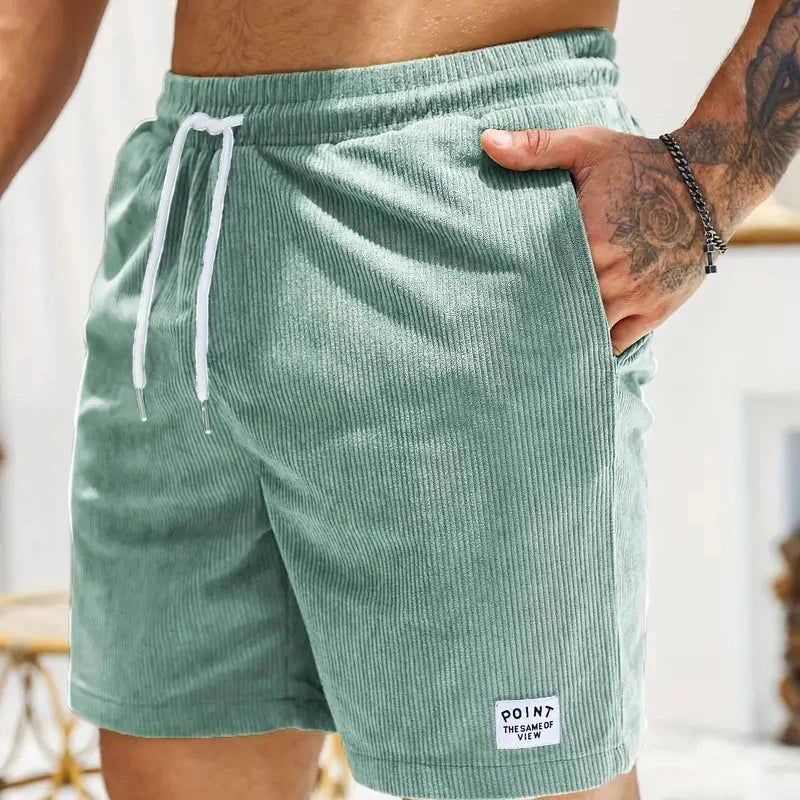 Short velvet men's shorts | casual bermuda with drawstring