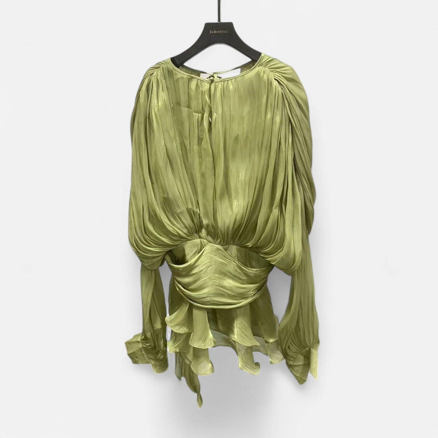 Velclairemode | Robe-Chemise Mini Femme Unie – Col V, Manches Longues, Détail Lacé & Design Structuré