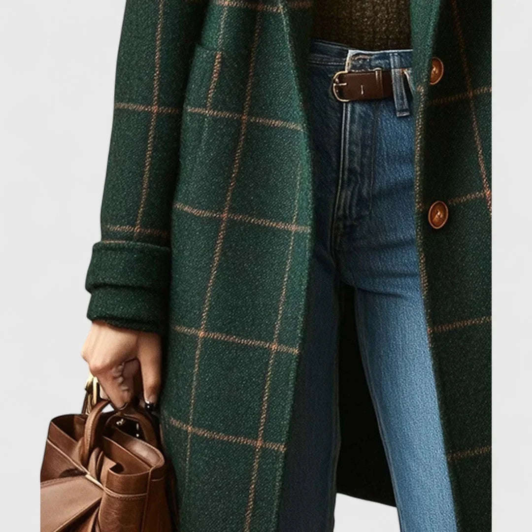 Dame Lang Urban Frakke Med Knapper Klassisk Stil Varm Elegant Komfortabel