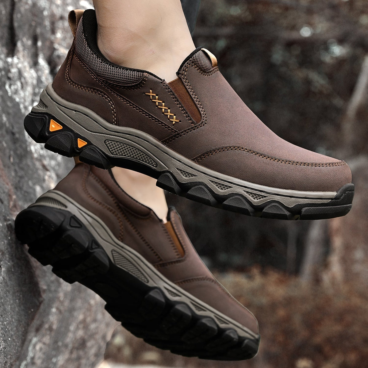 Scarpe da uomo in pelle senza lacci, da ufficio, fodera traspirante, suola antiscivolo