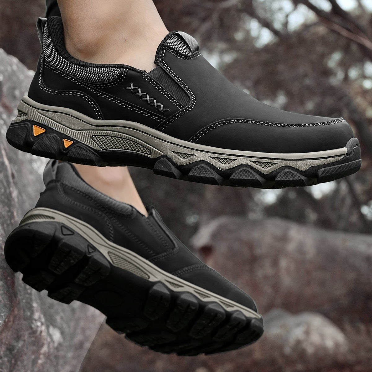 Scarpe da uomo in pelle senza lacci, da ufficio, fodera traspirante, suola antiscivolo