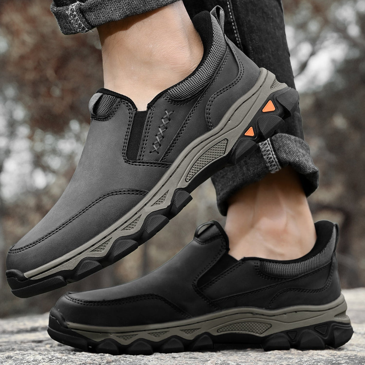 Scarpe da uomo in pelle senza lacci, da ufficio, fodera traspirante, suola antiscivolo
